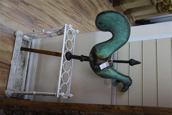 A. W. N. Pugin. A copper and wrought iron cockerel weather vane, mid 19th century, W.2ft